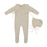Carmina Butter Knit Footie/Bonnet with Bib