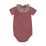 Carmina Candy Pink Floral Collar Knit Onesie