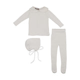Carmina White Embroider Collar Knit Bris Set