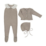 Carmina Oat Sleeveless Footie/Cardigan/Bonnet
