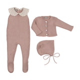 Carmina Anemona Sleeveless Footie/Cardigan/Bonnet