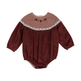 Popelin Raspberry Embroider Yoke Romper