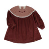 Popelin Raspberry Embroider Yoke Corduroy Dress
