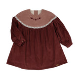 Popelin Raspberry Embroider Yoke Corduroy Dress