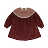 Popelin Raspberry Embroider Yoke Corduroy Dress