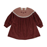 Popelin Raspberry Embroider Yoke Corduroy Dress