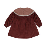 Popelin Raspberry Embroider Yoke Corduroy Dress