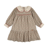 Popelin Floral Print Dress with Knitted Yolk