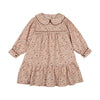 Popelin Pink Floral Print Dress with Knitted Yolk