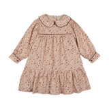 Popelin Pink Floral Print Dress with Knitted Yolk