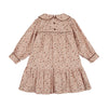 Popelin Pink Floral Print Dress with Knitted Yolk