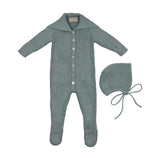 Carmina Cerulean Knit Footie and Bonnet