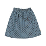 Piupiuchik Blue Denim Heart Print Knee Length Skirt