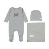 Citrine Cloud Blue Flower Wheelbarrow Layette Set