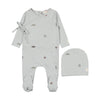 Citrine Blue Print Picnic Footie/Beanie