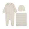 Mema Knit White and Oatmeal Fruit Layette Set