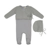 Mema Knits Windy Blue Embroider Knit Sweater/Footie/Bonnet