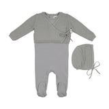 Mema Knits Windy Blue Embroider Knit Sweater/Footie/Bonnet