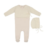 Mema Knits Ivory Embroider Knit Sweater/Footie/Bonnet