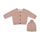 Mema Knits Pale Pink Knit Sherpa Lined Jacket and Hat