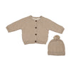 Mema Knits Beige Melange Knit Sherpa Lined Jacket and Hat