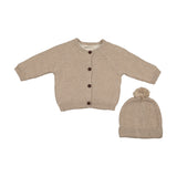 Mema Knits Beige Melange Knit Sherpa Lined Jacket and Hat
