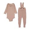 Mema Knits Pale Pink Knit Overall and Onesie Set