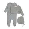 Mema Knits Windy Blue Embroider Knit Sweater/Footie/Bonnet