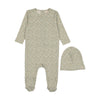 Mema Knits Green Leaves Footie and Beanie