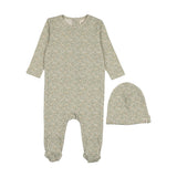 Mema Knits Green Leaves Footie and Beanie