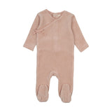 Mema Knits Pale Pink Velour Mock Wrap Footie