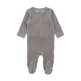 Mema Knits Windy Blue Velour Mock Wrap Footie