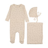 Mema Knits Mauve Floral Printed Pointelle Layette Set