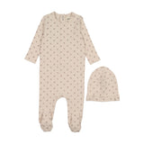 Mema Knits Pink Berry Print Footie and Beanie