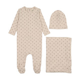 Mema Knits Pink Berry Print Layette Set