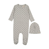 Mema Knits Blue Berry Print Footie and Beanie