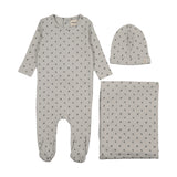 Mema Knits Blue Berry Print Layette Set