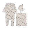 Mema Knits White Floral Print Layette Set