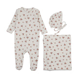 Mema Knits White Floral Print Layette Set