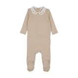 Mema Knit Sand Embroider Collar Base Footie