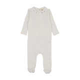 Mema Knit Winter White Embroider Collar Base Footie