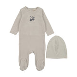 Mema Knit Blue Wing Embroidered Footie/Beanie