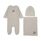 Mema Knit Blue Wing Embroidered Layette Set