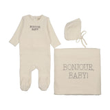 Mema Knit Pale Ivory/Otter Bonjour Velour Stitch Layette Set