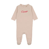 Mema Knit Neon Pink French Terry Embroidered Footie