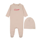 Mema Knit Neon Pink French Terry Embroider Footie/Beanie
