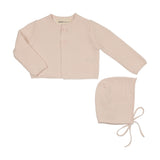 Mema Knit Baby Blush Knit Crop Cardigan/Bonnet