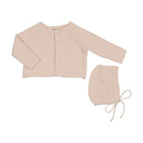 Mema Knit Baby Blush Waffle Knit Cardigan/Bonnet