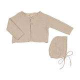 Mema Knit Sand Waffle Knit Cardigan/Bonnet