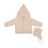 Mema Knit Baby Blush Hooded Knit Sweater/Bonnet